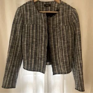 NWT Theory Ualana Tweed Cropped Blazer, Black and White, Size M